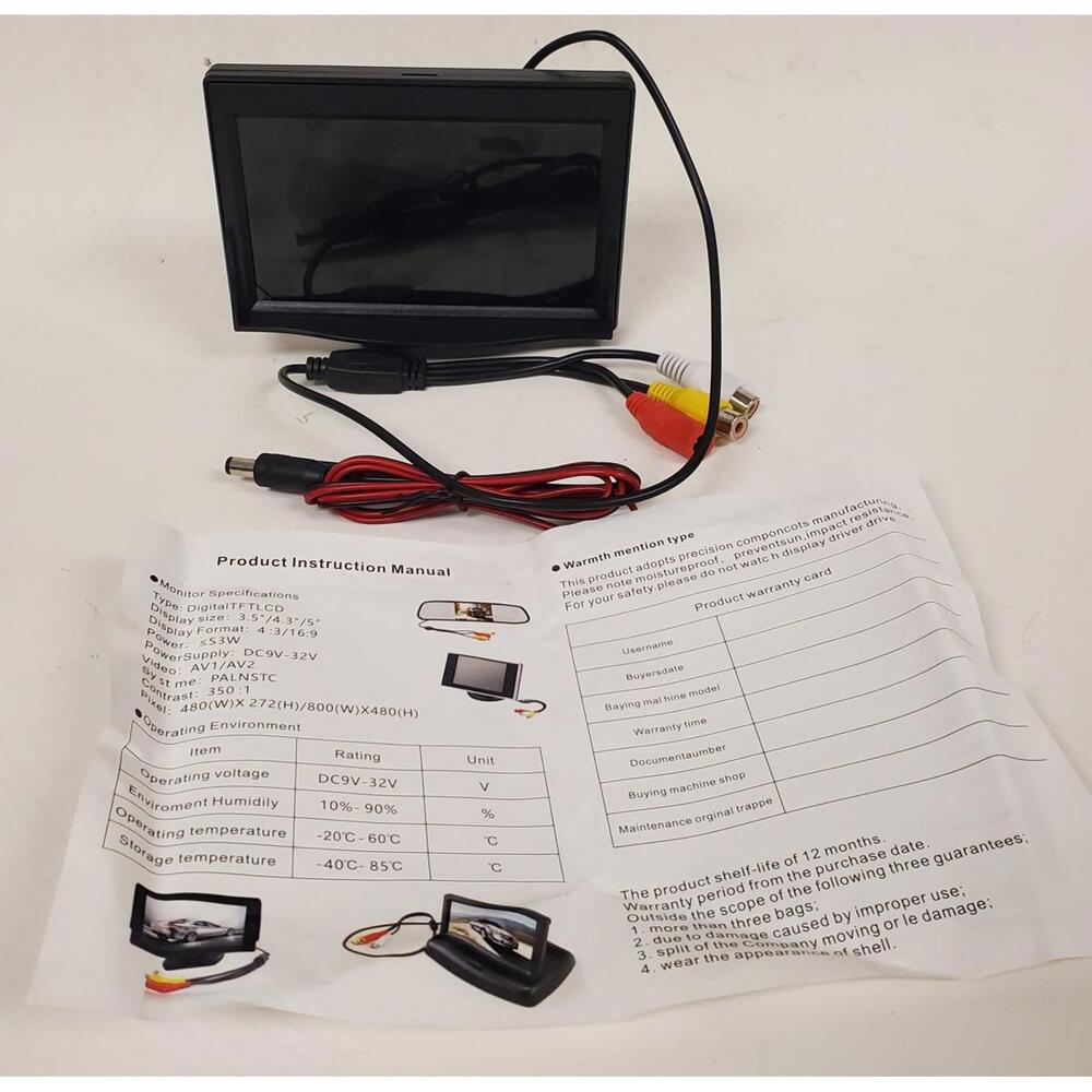 Mongoose LCD50PW 5" LCD monitor For Back Up Camera